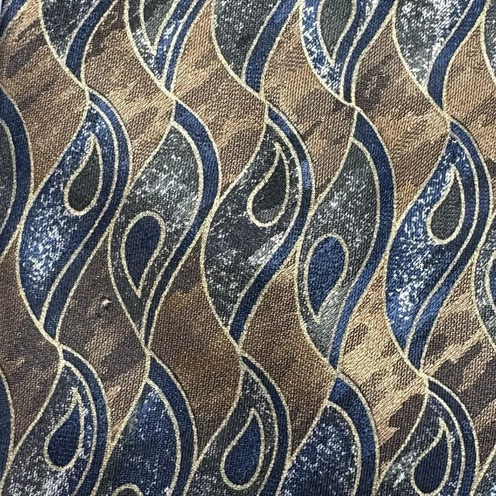 Louis Roth Silk XL Tie Italy Brown Blue Abstract Paisley Vintage 63x4in